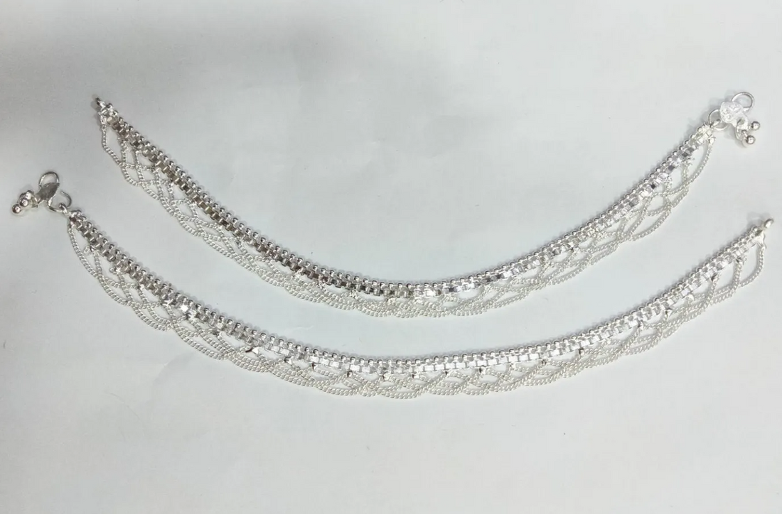 Fancy Silver plated jhalar  Payal (Anklets)